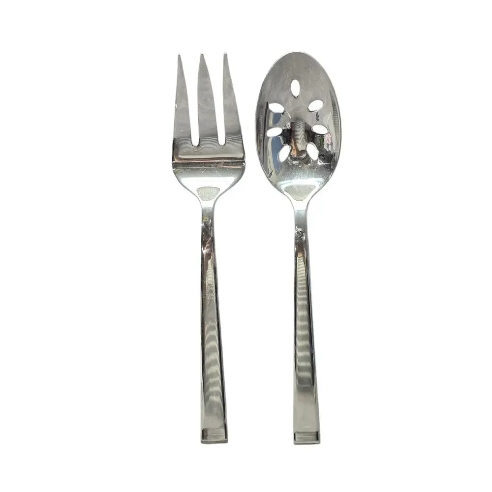 Dansk 18/10 Meridian Stainless Pierced Serving Spoon & Fork Salad Set Cutlery